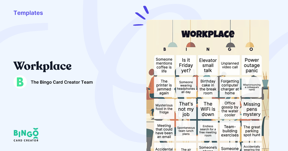 Workplace Bingo Printable & Customizable Bingo Card Creator